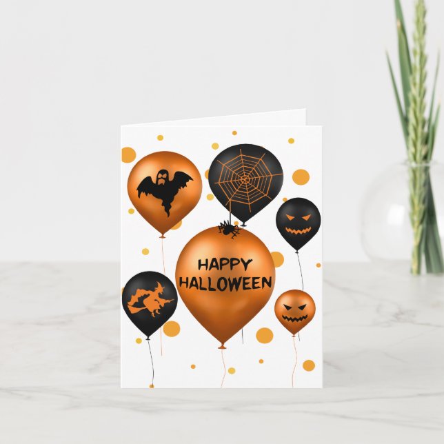 Happy Halloween Party Balloons Card (Front)