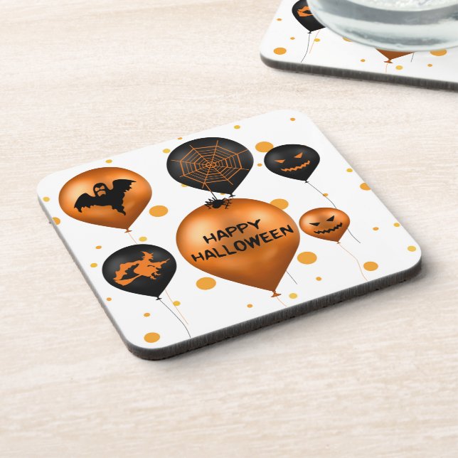Happy Halloween Party Balloons Coaster (Left Side)