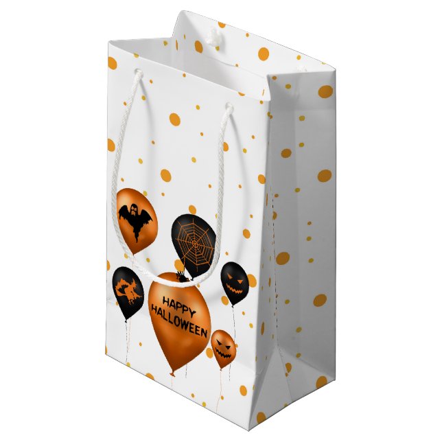 Happy Halloween Party Balloons Small Gift Bag (Front Angled)