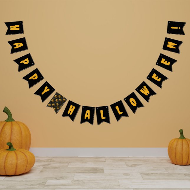 'Happy Halloween' party black spooky pumpkin Bunting Flags (Creator Uploaded)