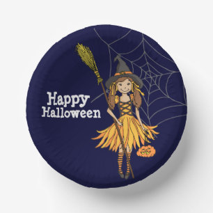 Happy Halloween party cute girl kids  Paper Plate