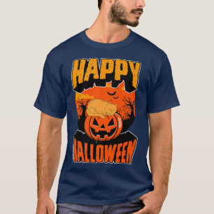 Happy Halloween Party Cute Napping Peaceful Cat Pu T-Shirt
