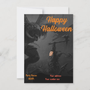 Happy Halloween Party Dark Black,Orange Monsters Invitation