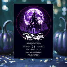 Happy Halloween Party Invitation | Purple Haunted 