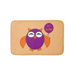 Happy Halloween Party Owl Bath Mat