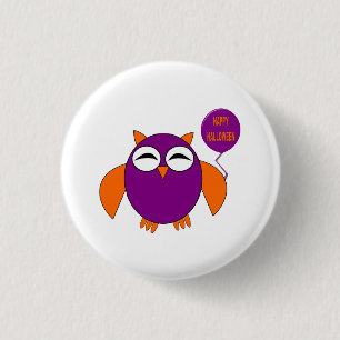 Happy Halloween Party Owl Button