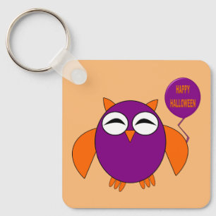 Happy Halloween Party Owl Custom Keychain