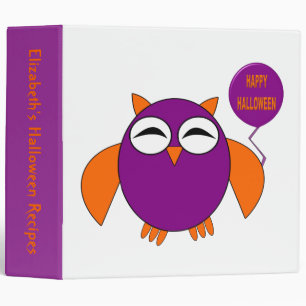 Happy Halloween Party Owl Custom Recipe Binder
