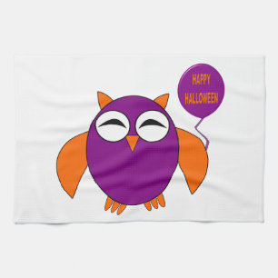 Happy Halloween Party Owl Kitchen Towel