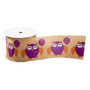 Happy Halloween Party Owl Ribbon Satin Ribbon