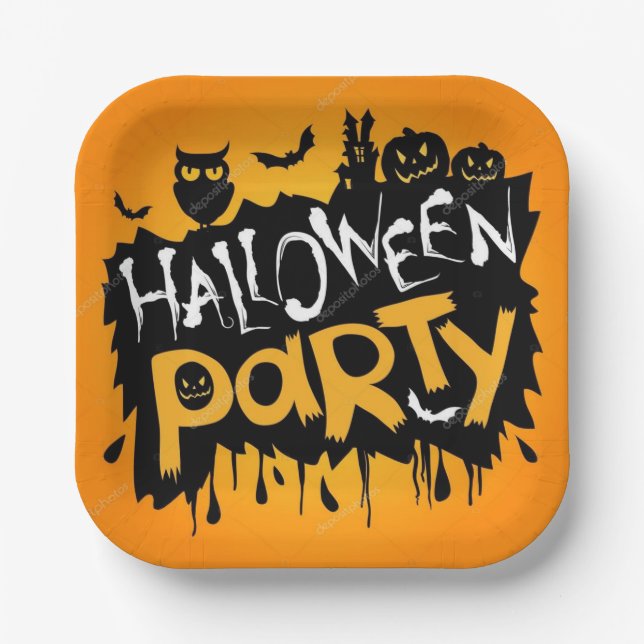 Happy Halloween Party Paper Plate (Front)