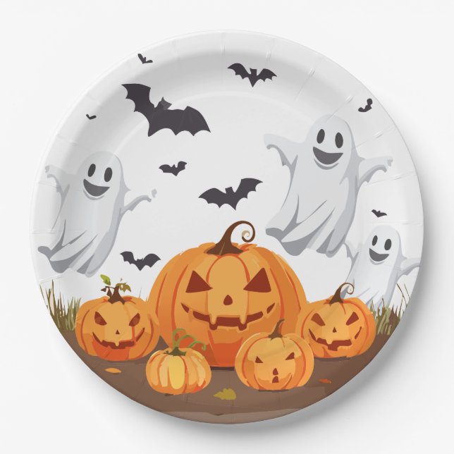 Happy Halloween Party Paper Plate (Front)