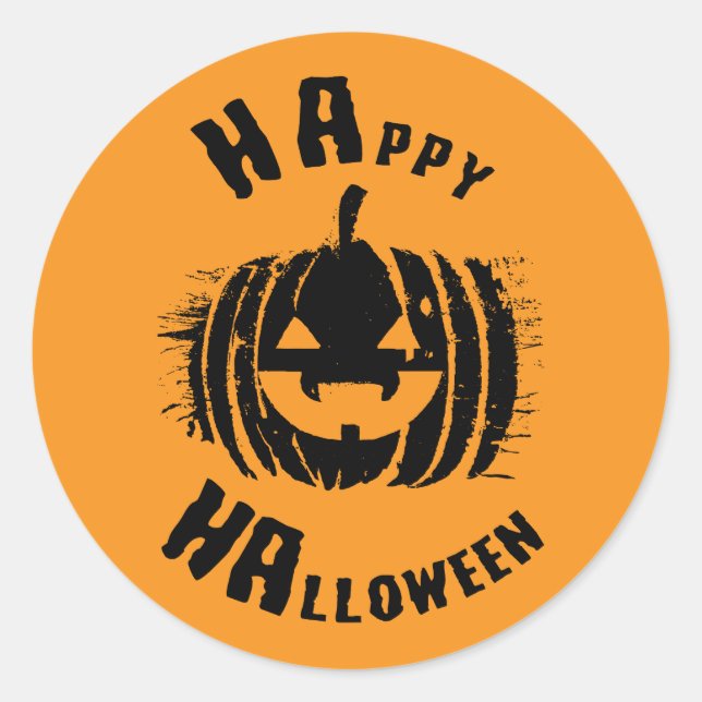 Happy Halloween Party Pumpkin Classic Round Sticker (Front)