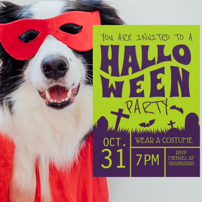 Happy Halloween | Party Purple Graveyard Invitatio Invitation (Creator Uploaded)