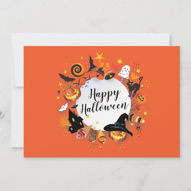 Happy Halloween Party template magic orange modern (Front)