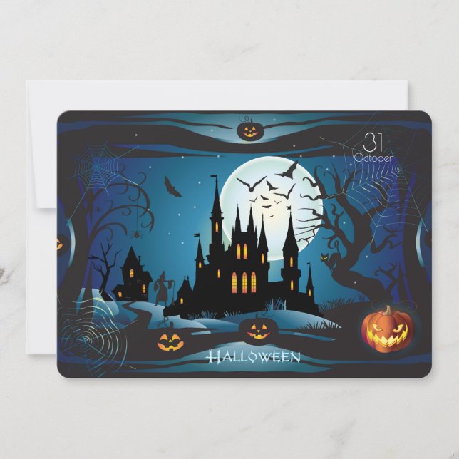 Happy Halloween Party "Treat or Trick" Holiday Card (Front)