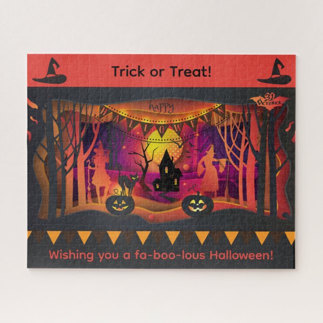 Happy Halloween Party "Treat or Trick" Magic show Jigsaw Puzzle (Horizontal)