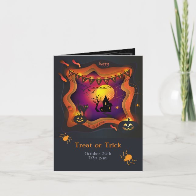 Happy Halloween Party "Treat or Trick" Magical Invitation (Front)