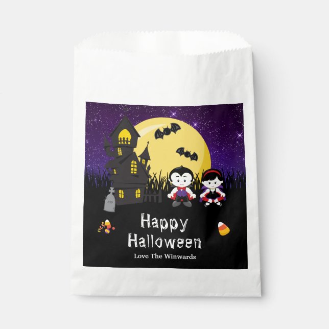 Happy Halloween Party Vampires Purple Favour Bag (Front)