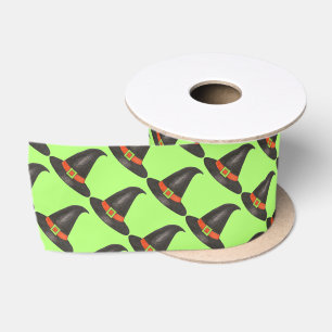 Happy Halloween Party Witch Costume Hat Green Satin Ribbon