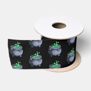 Happy Halloween Party Witch's Cauldron Satin Ribbon