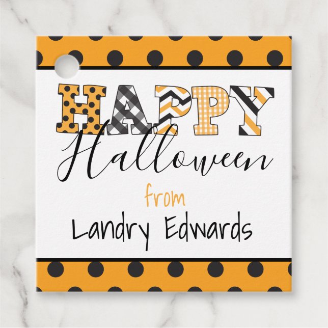 Happy Halloween Pattern Personalized Favour Tags (Front)
