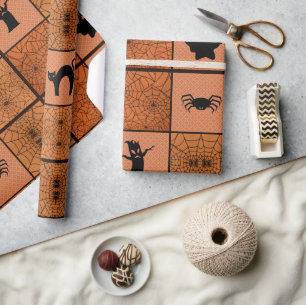 Happy Halloween Pattern Spooky Spider Web Ghost  Wrapping Paper