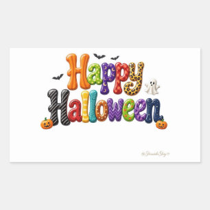 Happy Halloween Patterned Bubble Letters Sticker