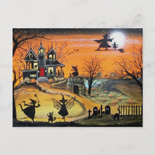Happy Halloween paysage Carte postale de vacances (Devant)