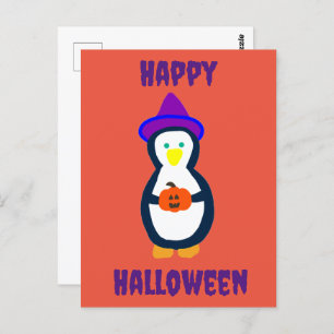 Happy Halloween Penguin Postcard