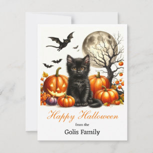 Happy Halloween Personalized Cat Pumpkin  Card