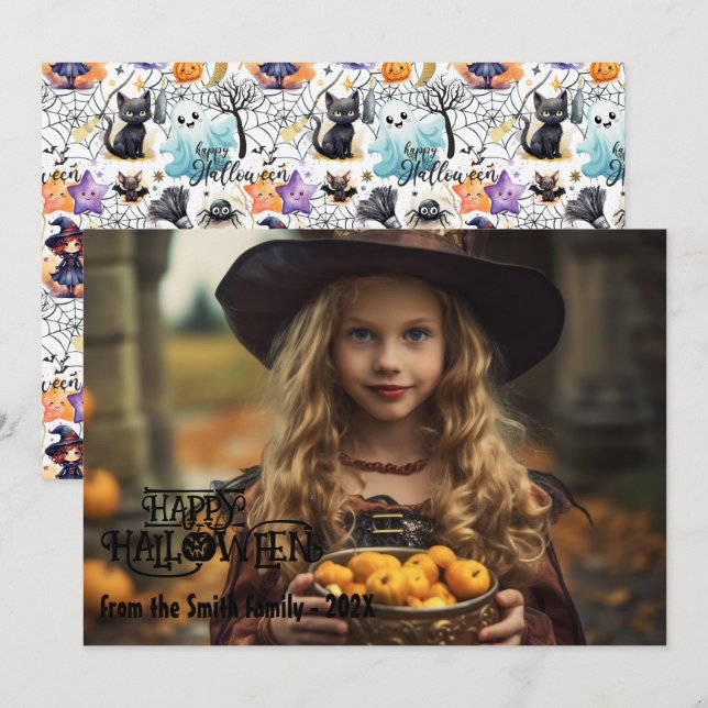 Happy Halloween Photo Card Season's Greetings (Front/Back)