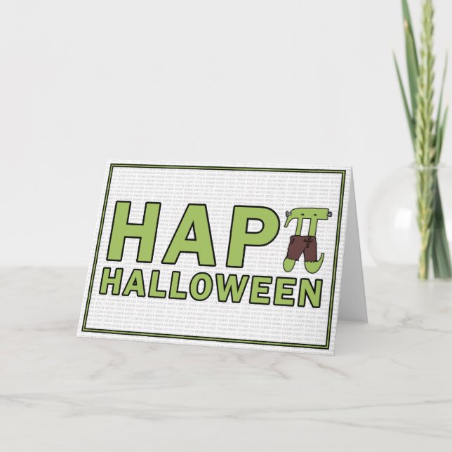 Happy Halloween Pi Frankenstein Math Geek Holiday Card (Front)