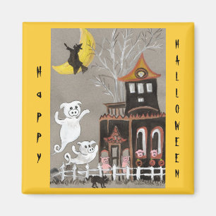 Happy Halloween Pig Ghosts Magnet