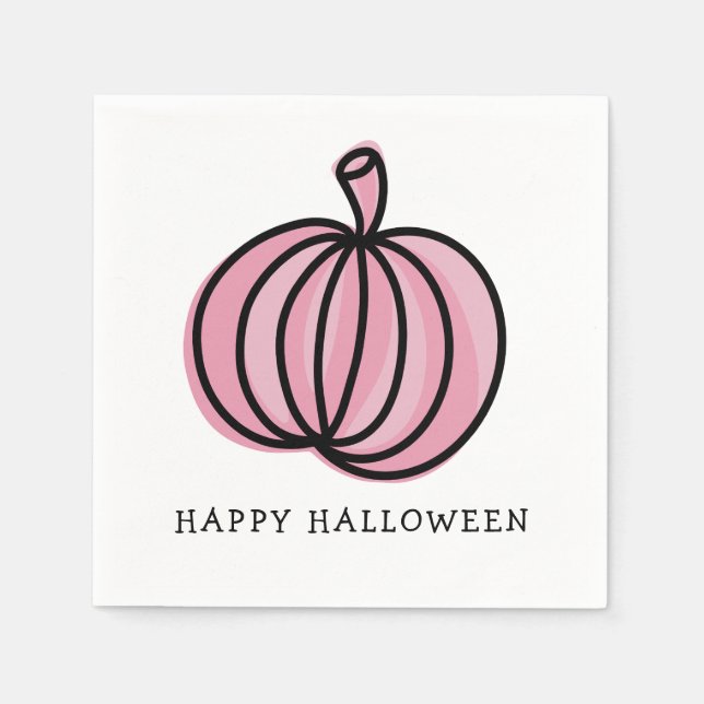 Happy Halloween Pink Pumpkin Napkin (Front)