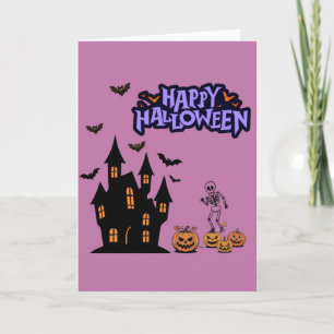 Happy Halloween pink purple Card