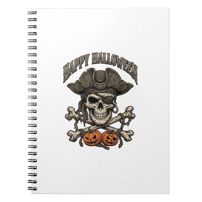 Happy Halloween Pirate Skull Crossbones Pumpkins_1 Notebook (Front)