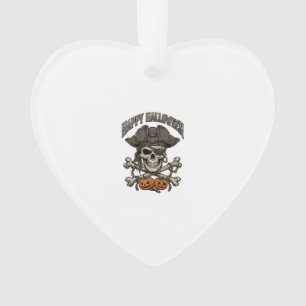Happy Halloween Pirate Skull Crossbones Pumpkins_1 Ornament