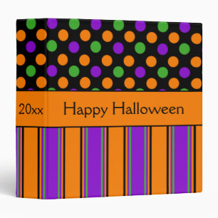 Happy Halloween Polka Dot Striped Personalized Binder