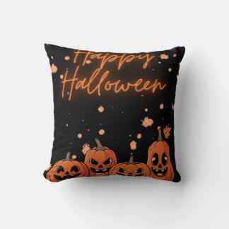 Happy Halloween Postcard Throw Pillow