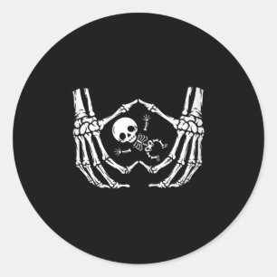 Happy Halloween Pregnant Baby Skeleton New Mom Spo Classic Round Sticker