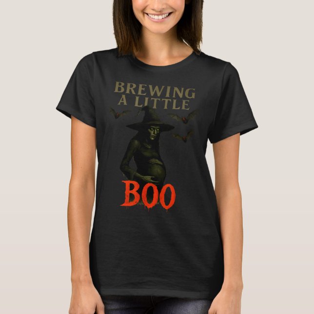 Happy Halloween Pregnant Baby Skeleton Soky Season T-Shirt (Front)
