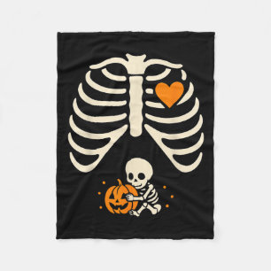 Happy Halloween Pregnant Baby Skeleton Spooky Seas Fleece Blanket
