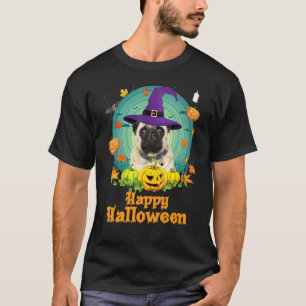 Happy Halloween Pug Dog Pumpkin Witch Ghost Cute S T-Shirt