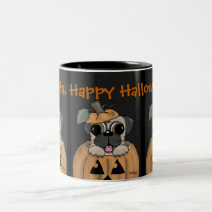 Happy Halloween-Pug in Jack O' Lantern Two-Tone Coffee Mug