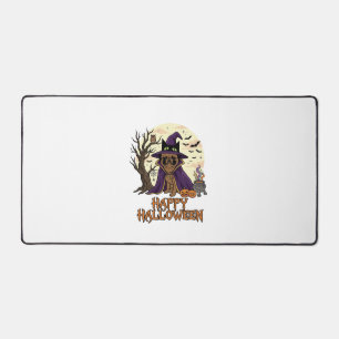 Happy Halloween Pug Witch Hat Cauldron Pumpkins_1 Desk Mat