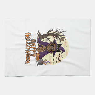 Happy Halloween Pug Witch Hat Cauldron Pumpkins_1 Kitchen Towel