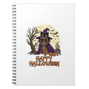 Happy Halloween Pug Witch Hat Cauldron Pumpkins_1 Notebook