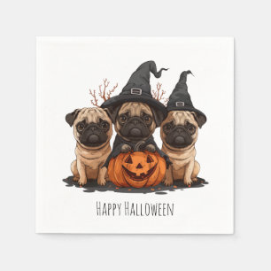 Happy Halloween Pugs Jack O Lanterns Napkin