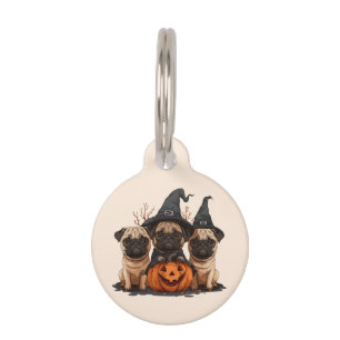 Happy Halloween Pugs Jack O Lanterns Pet Tag
